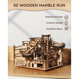 Sainsmart Jr. 3D Wooden Puzzles for Adults, Electric Marble Run Building Kit, Wooden Model Kits Spaceport, Creative Gifts for Teens Ages 14+ (Galaxy Walk)