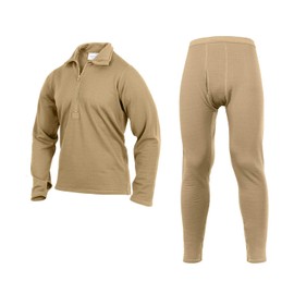 Rothco ECWCS Gen III Mid-Weight Underwear Top & Bottom Set (Level II), Coyote - L
