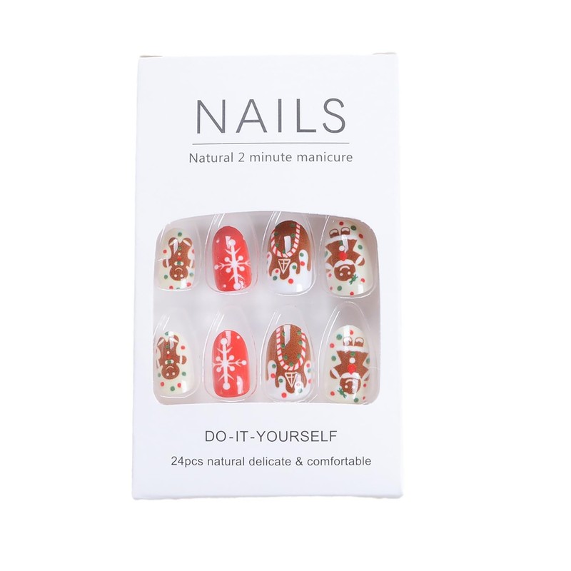 Christmas Short Press On Nails Almond Fake Nails Acrylic Nails