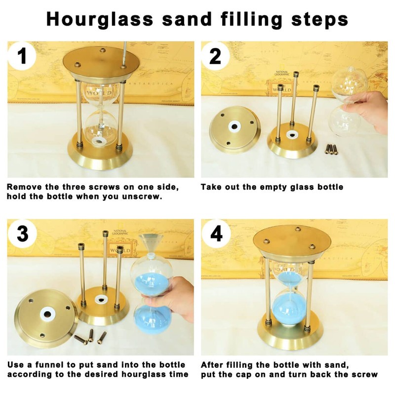 Empty Hourglass Fillable, Large Antique DIY Sand Timer Set With