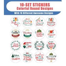 Creanoso Christmas Saying Stickers (10 Sets X 16 Designs) – Sticker Card for Kids – Awesome Stocking Stuffers Gifts for Boys & Girls – Classroom Home Rewards Enticements