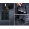 6 Inch Square Shower Drain Kit, Matte Black 304 Stainless