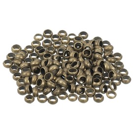 uxcell - 200 abalorio redondas para engarzar, de latón de 3,5 mm, abalorio sueltas de metal con extremos de abrazadera de metal, pequeñas abalorio para hacer pulseras, joyas, manualidades, bronce