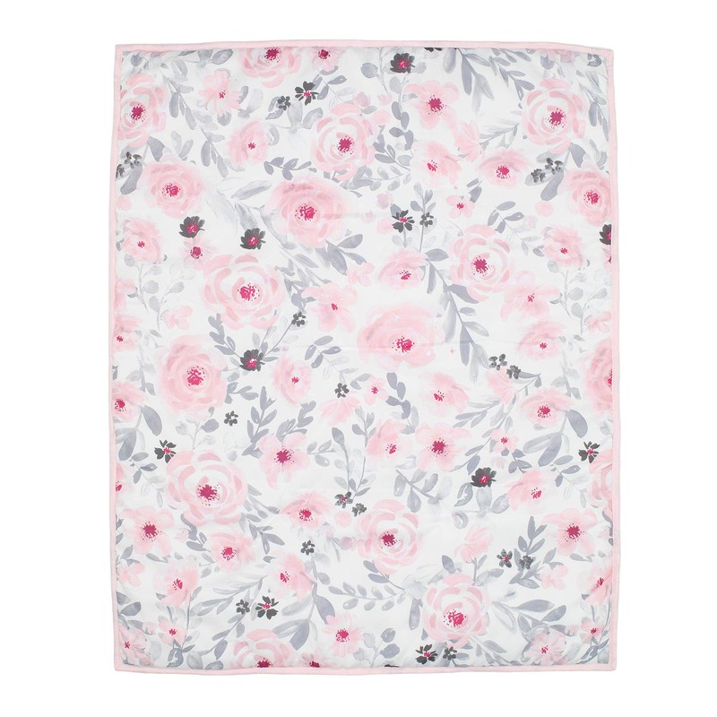 Bedtime Originals Blossom Pink Watercolor Floral 3-Piece Mini Crib Bedding