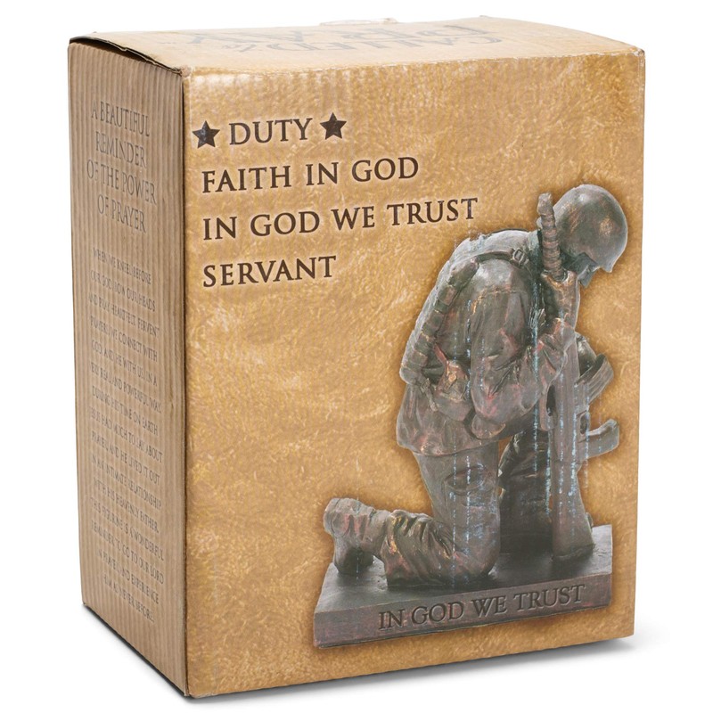 Dicksons Duty Faith God Praying Soldier 5 inch Gold Resin
