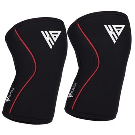 BURZKA Rodilleras Neopreno Crossfit 7 mm Levantamiento de Pesas Powerlifting Gym Compresion Apoyo Soporte de Rodillas (Redline, Chico)