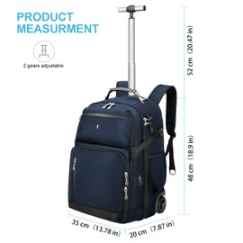 SWICKY RICOOI Backpack with wheels,rolling backpack with 2 Packing Cubes,compression bags for travel,Water-Resistant Carry-On Luggage,Business and Commuting (Blue)