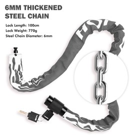Bicycle Lock High Security with Key, 100 cm Length E Bike Lock Bike Lock Motorcycle Chain Lock 360° Rotating Lock Head, Lock for E Scooter/Ebike/Children's Bicycle