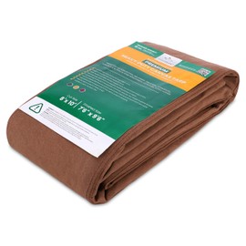 WHITEDUCK Canvas Tarp 18 oz. Heavy Duty Waterproof UV Resistant, Rustproof Grommets, Industrial & Commercial Use Cloth Tarp (Cut Size: 8'x16', Finished Size: 7’6" x15’6”, Brown)