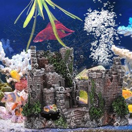 Zerodis Resin Landscaping Castle Fish Tank Simulation Resin Hide House Fish Tank Aquarium Ornaments Decor