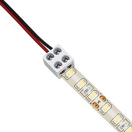 50 Pack Solderless LED Tape Light Connector Screw Down Terminal Block Connector 2 Pin Led Connectors for Strip Lights 8 mm Tape to Wire for 5v 12v 24v Single Color LED Strip Lights, White