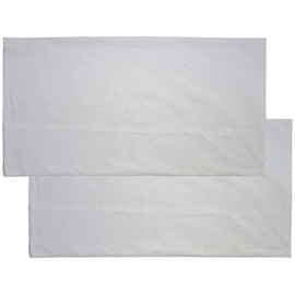 KH-Haushaltshandel Pack of 2 Pillow Cases 40 x 80 cm Boil-Proof Envelope Closure, White, Linon, Washable at 95 Degrees, 100% Cotton