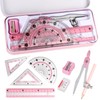Compass Geometry Tool Protractor and Compass Set with Metal Box