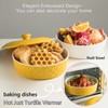 Large Tortilla Warmers with Lid, Embossed Ceramic Tortilla Holder Servers