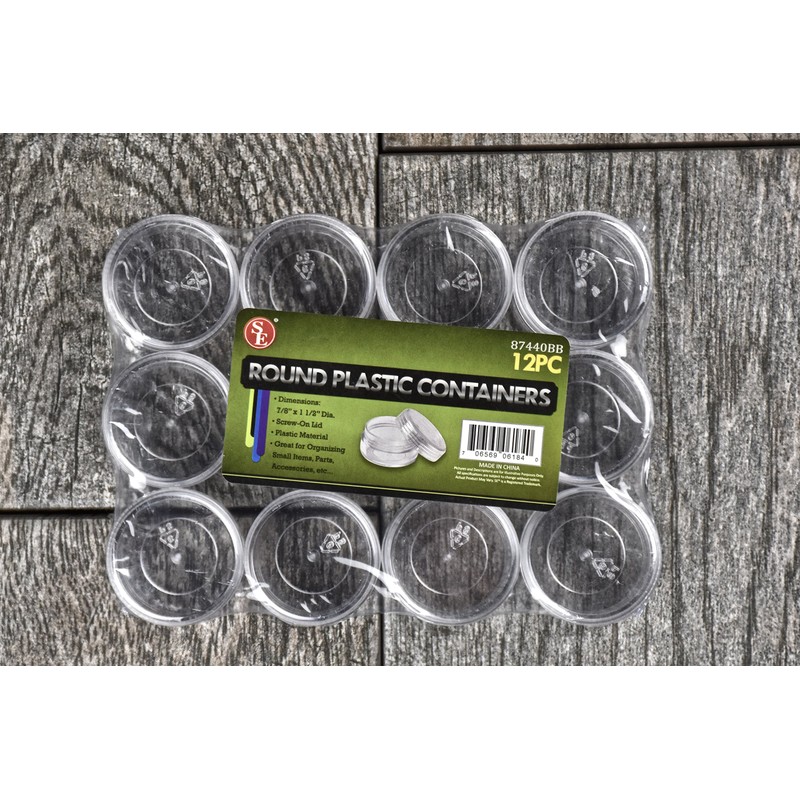 SE 12-Piece Set of Clear Round Plastic Storage Containers with