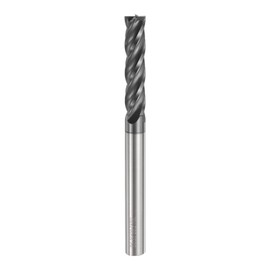 sourcing map Carbide Square Nose End Mill Bit 1/4" Cut Dia 4 Flutes TiAlN Coated Milling Cutter for Hardened Steel Metal (1/4" Shank 1-1/8" Cut Length 3" Long 30 Degree Helix)