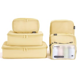 SOARSAIL 6 Set Compression Packing Cubes for 7–14 Day Travel, Bright Yellow