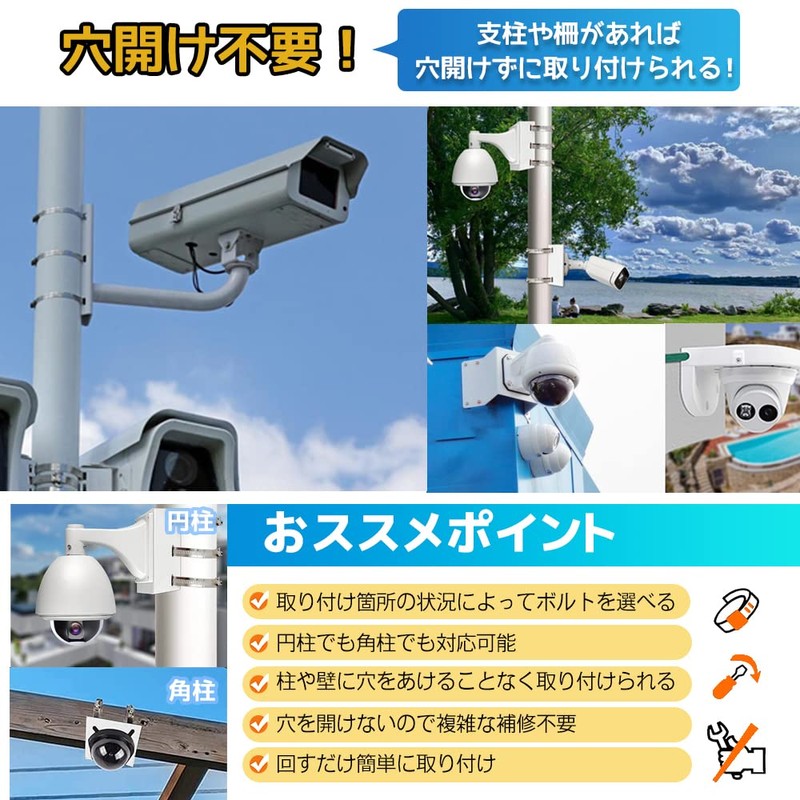 kakkisan Security Camera, Mounting Hardware, Pole, Bracket, Stand, Housing, Camera,