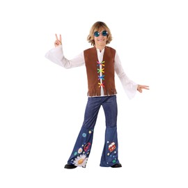 Atosa 60101 Costume Hippie Blue Flower Power, boy, 3-4 Years