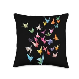 Origami Master Folding Paper Craft Origami Cranes Japanese Art Paper Folding Artist Throw Pillow, 16x16, Multicolor