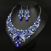 Qlavoca Rhinestone Crystal Rib Statement Necklace Earrings Charming Spark Chunky