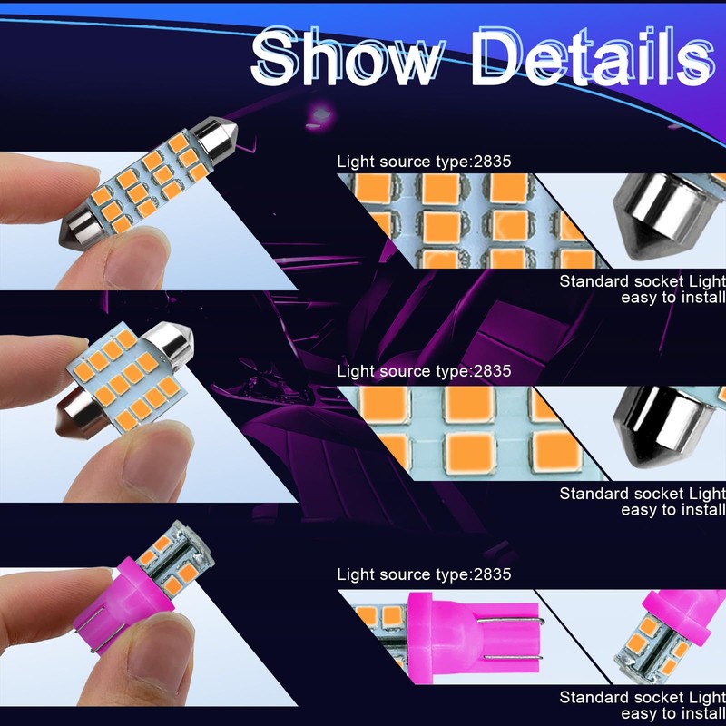 NTNEV 24PCS LED Interior Replacement Bulbs, Interior Car Lights, Dome