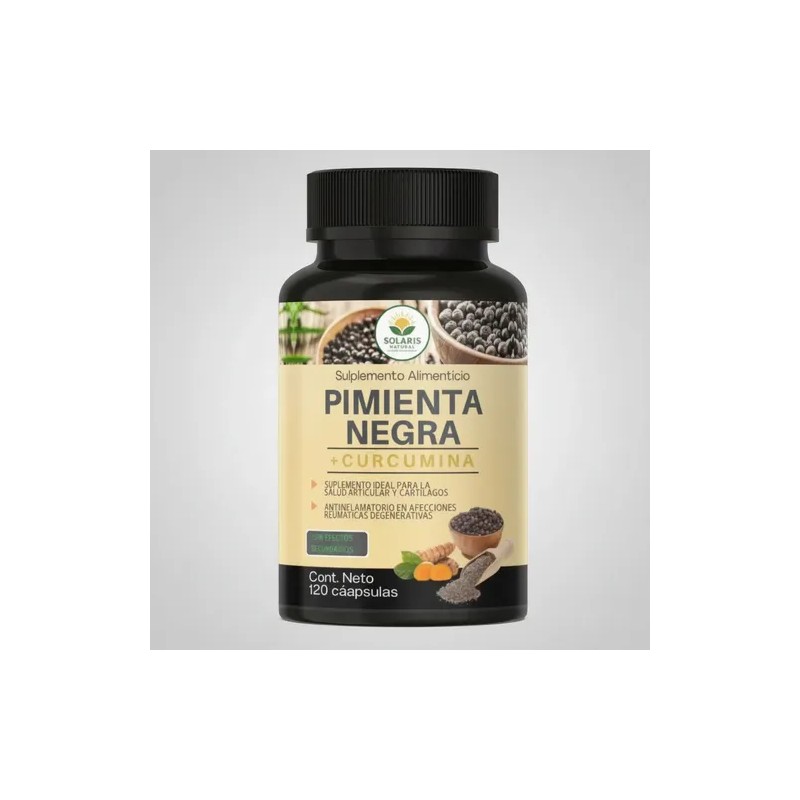 Pimienta Negra + Curcumina Suplemento Alimenticio 120 Caps Sin Sabor
