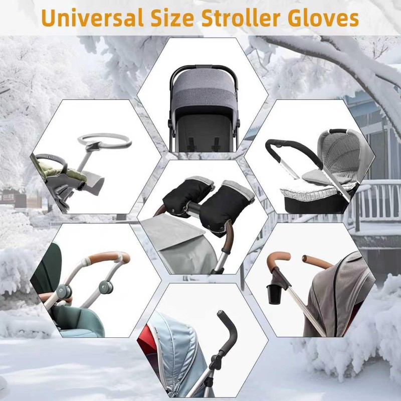 Stroller Hand Muff Gloves, Waterproof Handlebar Mitts with Fleece Lining,