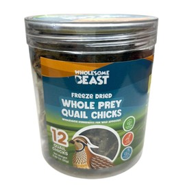 Wholesome Beast Freeze Dried Whole Prey Quail Chicks for Cats, Dogs, & Ferrets- Whole Feathered Quail Treats for Dogs- Single Ingredient- 12 Count