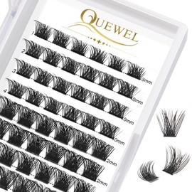 QUEWEL Lash Clusters 72 Pcs Individual Lashes C/D Curl 8-16mm Cluster Lashes Practical Soft Comfortable DIY Lash Extensions Lasting Enlarged Eyes (Mega-C-MIX8-16)
