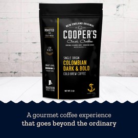 Colombian Dark Roast, Single Origin, Gourmet Organic Cold Brew Coffee Beans, Smooth Taste of Cocoa with Light Fruited Flavors, Cold Brew Coffee Grounds, 2 lb Coffee Bag