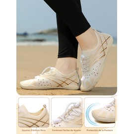 BexpAudpot Zapatos De Agua para Mujer, Calzados Acuáticos Antideslizante para Natación, Playa y Alberca, Transpirable y Secado Rápido para Kayak, Buceo, Surf, Yoga, Swim, Water Sport(Beige)