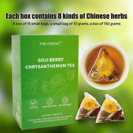 Goji Berry Chrysanthemum Tea [LXXM] Goji Berry Dandelion Chrysanthemum Medlar honeysuckle | with a Natural Blend of 8 Herbal Ingredients | 150g per Pack - quantity: 15 Count ( Pack of 1 )