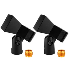 Coufce Universal Microphone Clip Holder, Adjustable Mic Butterfly Clip With Adapter for Mic Stand 5/8 Inch Male to 3/8 Inch Female Adapter