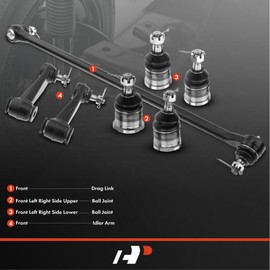 A-Premium Set of 7, Front Upper Lower Ball Joint, Center Link, Idler Arm, Compatible with Dodge - 1994-2000 - Ram 1500/2500/3500 Van, B150, B1500, B250, B2500, B350, B3500