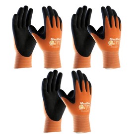 ATG 3 Pack Maxiflex Ultimate Hi-Vis Work Gloves 34-8014, (Sizes S-XL), X-Large, Orange