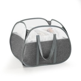 TECHMILLY Pop Up Foldable Laundry Basket, 90L Large Capacity Square & Tear Proof Laundry Hamper with Reinforced Handles for Dirty Clothes Storage in Dorm, Laundry Room, Bathroom, Grey(Fabric)