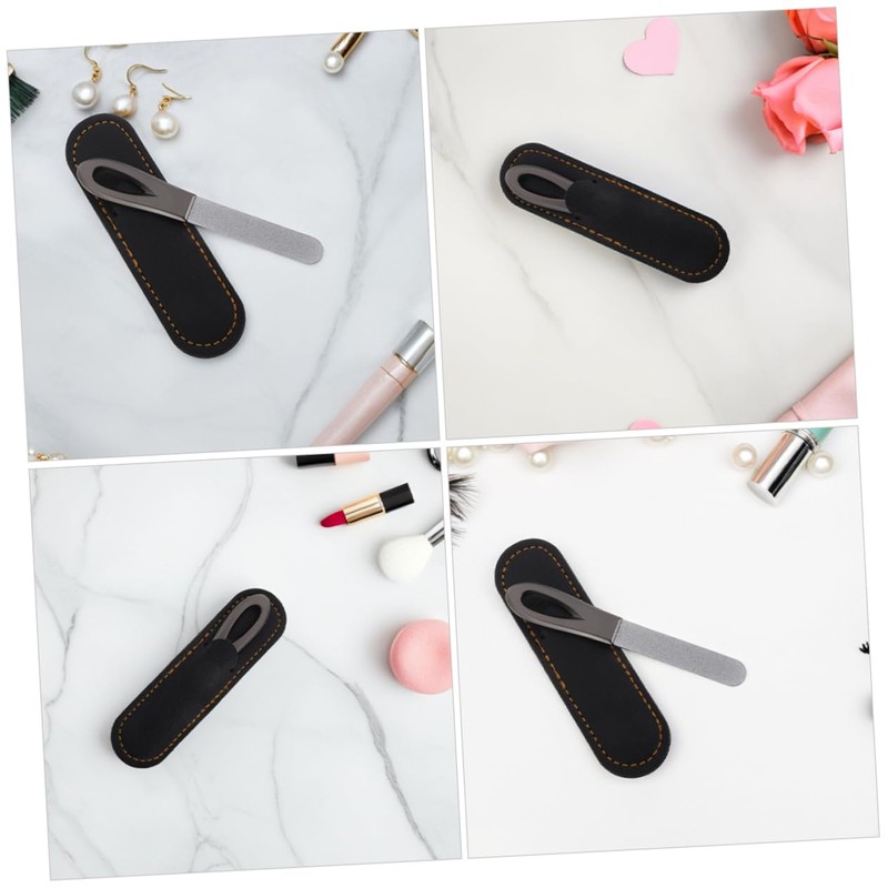 TOVINANNA 2sets Double-sided Stainless Steel Nail Files with Non- Handle