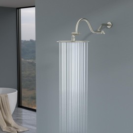 Lordear Shower Extension Arm 16 Inch Foldable Shower Head Extension Brushed Nickel,Adjustable Height Angle,Solid Stainless Steel Shower Extender Arm for Rain Shower Head,2 Knobs