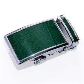 Barry.Wang Solid Green Belt for Men Cowhide Leather with Ratchet Buckle St.Patrick's Day Belt Buckle