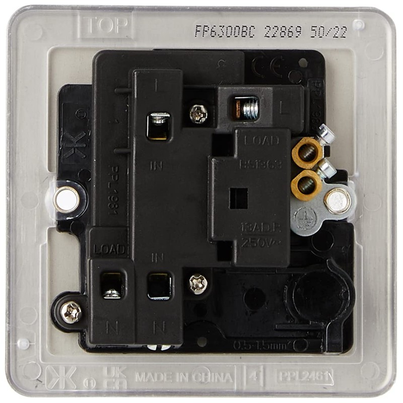 Knightsbridge FP6300BC FPAV6300BC Flat Plate 13A Switched Fused Spur Unit-Brushed