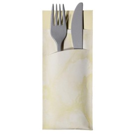 Cutlery Pockets with Napkin Cream Beige Marbled 20 cm Pack of 30