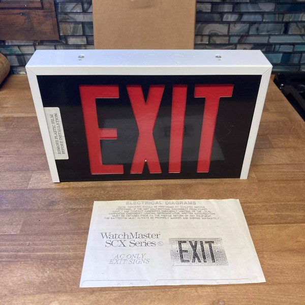 Carpenter Emergency Lighting Vintage Carpenter Industrial Exit Light Metal Lighted