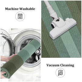 Lahome Boho Washable Green Rugs for Bedroom, Ultra-Thin Woven 6x9 Area Rugs for Living Room, Modern Rainbow Low Pile Carpet for Playroom Dining Room (6'x 9', Green)