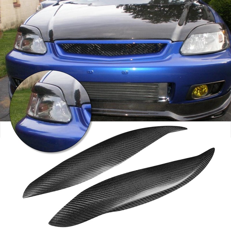 1 Pair Carbon Fiber Car Headlight Eyebrow Eyelid Fit for
