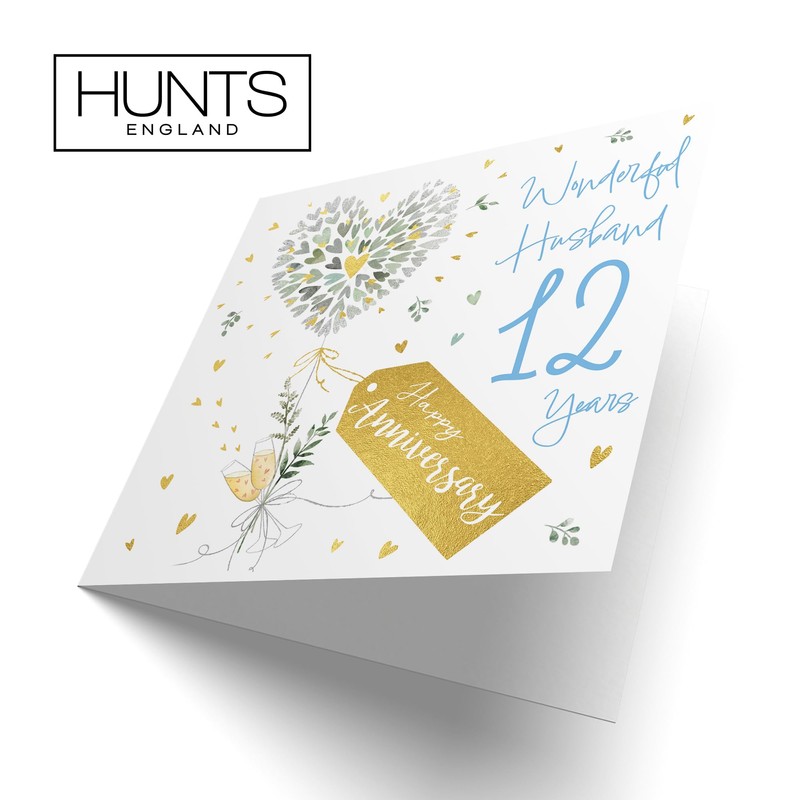 Hunts England - Husband 12th Anniversary Card - 12 Years