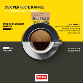 BLANK ROAST Wild Cowboy Crema - Whole Coffee Beans - 100% Arabica Coffee - Gently Roasted with Hickory Wood - Low Acid (500 g)