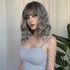 Grey Wigs With Bangs Women's ombre grey Bob Wig Synthetic