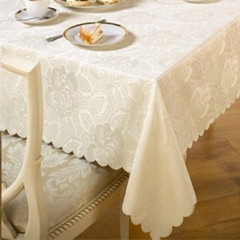 Emma Barclay Damask Rose - Jacquard Table Cloth in Cream - 63" (160cm) Round
