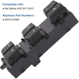 AiYiGu Main Window Switch Power Control Button Compatible with Kia Optima LHD 2011 2012 2013 Replacement OEM 93570-2T000 Front Left Driver Side Orange Light 1 Auto 16 Pins